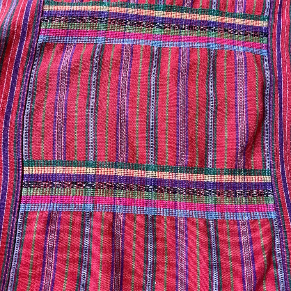Vintage handwoven red striped cotton top - Picture 4 of 6